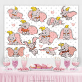 Lofaris Grey Spot And Love Fly Elephant Birthday Party Backdrop